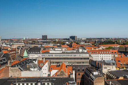 Copenhagen, Denmark - May 12 2017: View over Indre By and Kongens Nytorv from RundetÃ¥rnのeditorial素材