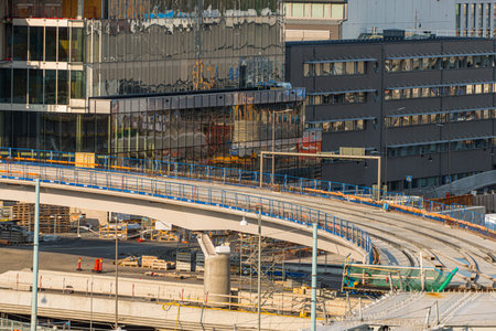 Gothenburg, Sweden - september 10 2020: Ramps of the new GÃ¶ta Ã„lv bridge under construction.
