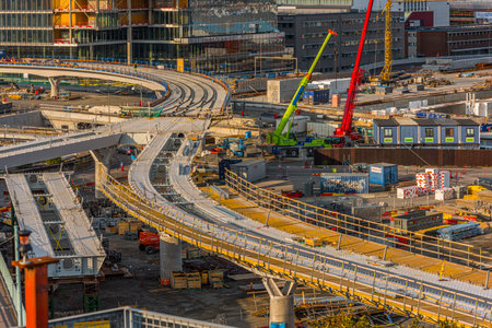 Gothenburg, Sweden - september 10 2020: Ramps of the new GÃ¶ta Ãlv bridge under construction.のeditorial素材