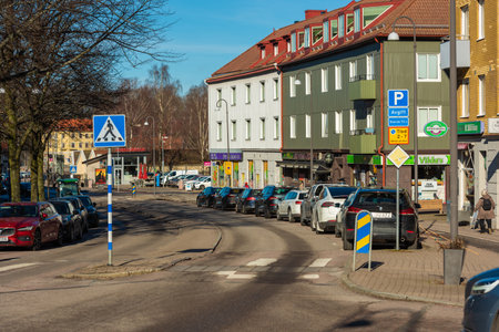 Gothenburg, Sweden - February 27 2022: Looking down Danska vÃ¤gen towards Redbergsplatsenのeditorial素材