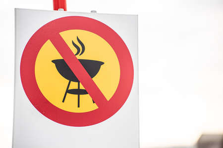 No grilling sign on a poleの写真素材