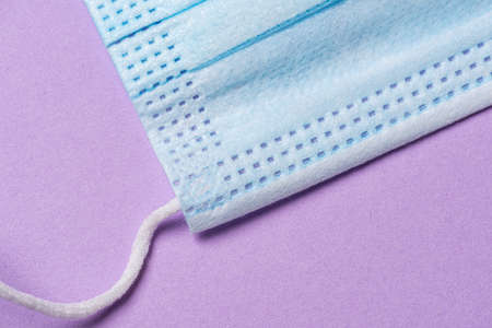 Detail of a blue face mask