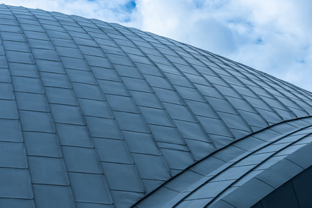 Gothenburg, Sweden - May 20 2021: Details of the curved roof of Volvohallenのeditorial素材