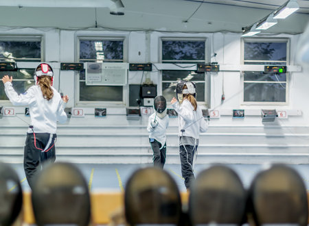 Gothenburg, Sweden - september 20 2017: Fencing training in a former factory