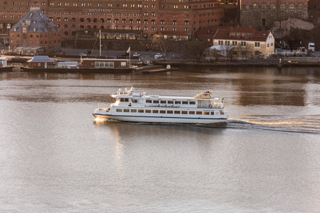 Gothenburg, Sweden - April 11 2022: Passenger ferry Vesta arriving port of Gothenburg in early morningのeditorial素材