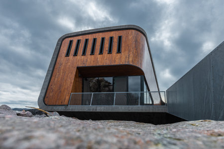 Lindesnes, Norway - April 16 2022: Exterior of Michelin underwater restaurant Underのeditorial素材