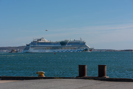 GÃ¶teborg, Sweden - April 10 2022: AIDAdiva cruise ship leaving portのeditorial素材