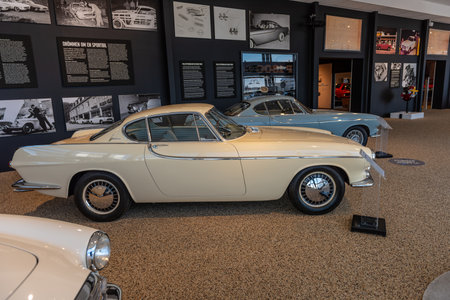 GÃ¶teborg, Sweden - April 10 2022: Volvo P1800 prototype P958-X2 on display