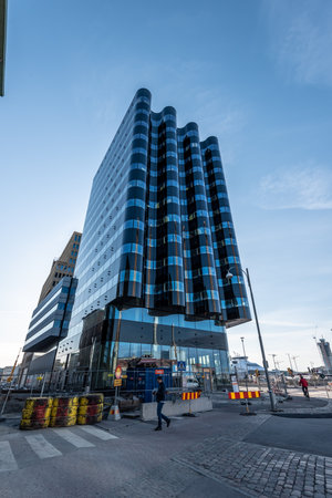 Gothenburg, Sweden - May 01 2022: Office high rise VÃ¥ghuset under construction at Masthuggskajen