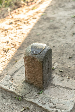 Gothenburg, Sweden - July 17 2021: Plaque marking the spot for the geodetic survey of 1896.のeditorial素材