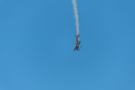 Gothenborg, Sweden - August 29 2009: Yak-55 performing aerobatics display at Gothenburg Aero Show.のeditorial素材