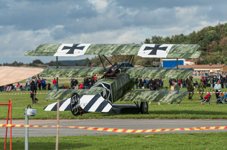 Gothenborg, Sweden - August 29 2009: Fokker Dr.1 replica on display.のeditorial素材