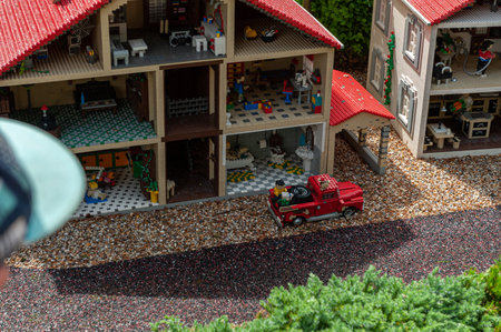 Billund, Denmark - June 26 2011: Cutout house scene built in Lego.のeditorial素材