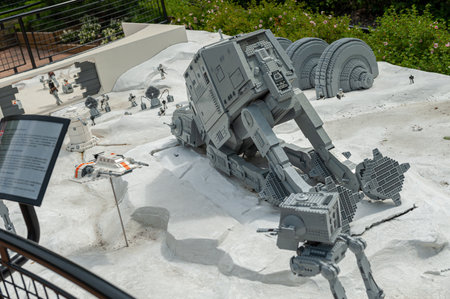 Billund, Denmark - June 26 2011: Lego model of fallen Star Wars AT-AT Walker at Legoland Billund.のeditorial素材
