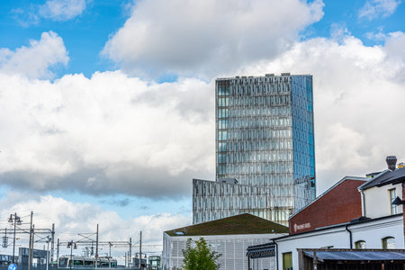 Gothenburg, Sweden - October 09 2020: Tall office building at Gamlestads Torg.