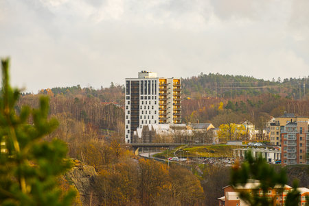 Gothenburg, Sweden - november 14 2020: View over Kvarnbyvallen in MÃ¶lndal.のeditorial素材