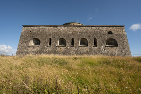 Marstrand, Sweden - July 15 2022: Top building of Carlstens Fortress