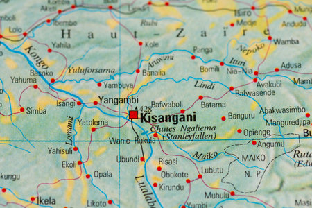 Gothenburg, Sweden - February 20 2022: Map of Kisangani in DR Congoのeditorial素材