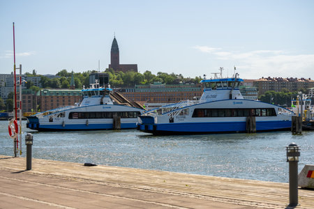 Gothenburg, Sweden - June 11 2022: Electric hybrid ferry Eloise at port in Gothenburg