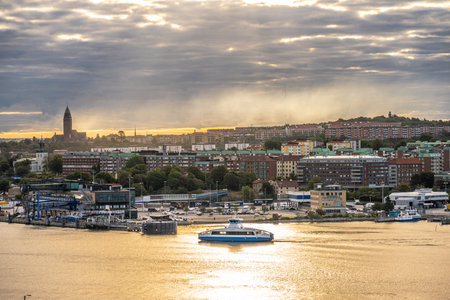 Gothenburg, Sweden - August 31 2022: Golden sunny morning over Gothenburg city centreのeditorial素材