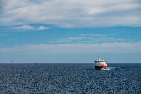Sandefjord, Norway - August 10 2022: Car and passenger ferry MS Oslofjord approaching Sandefjordのeditorial素材