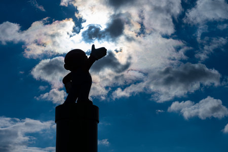 Kungsbacka, Sweden - september 11 2022: Silhouette of Mario figure on a pipeのeditorial素材