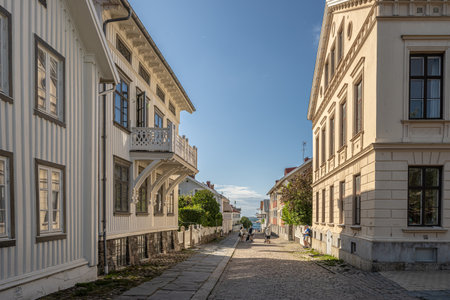 KungÃ¤lv, Sweden - July 15 2022: Looking down LÃ¥nggatan on a summer afternoonのeditorial素材