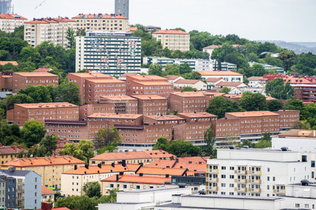 Gothenburg, Sweden - July 14 2022: Student apartment complex at Utlandagatanのeditorial素材