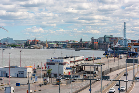 Gothenburg, Sweden - May 29 2022: View over Stena Line ferry terminal at Masthuggskajenのeditorial素材