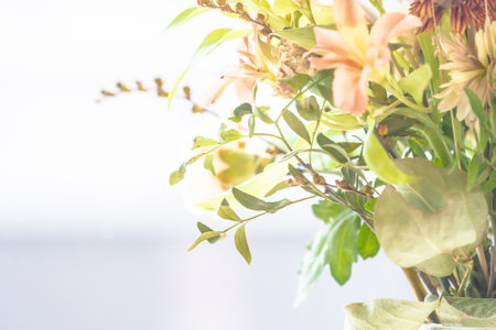 Colorful autumn flower bouquet in a vaseの写真素材