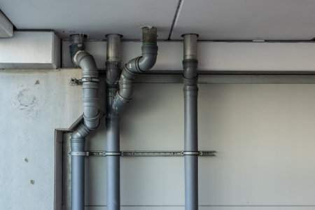 Drain pipes coming down through the roof from an above floor