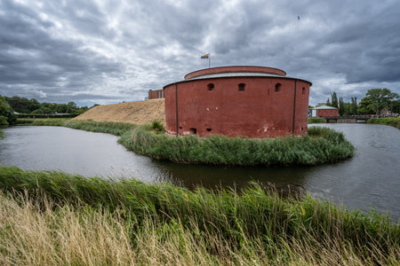 MalmÃ¶, Sweden - July 09 2022: Moat and round tower at MalmÃ¶hus fortressのeditorial素材