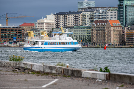 Gothenburg, Sweden - August 28 2022: Passenger ferry Ãlv-Snabben 6 crossing the riverのeditorial素材