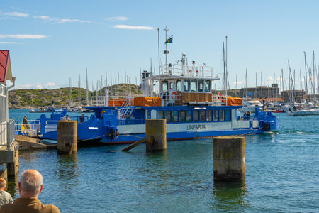 KungÃ¤lv, Sweden - July 15 2022: Cable ferry Lasse-Maja crossing between Marstrand and the mainlandのeditorial素材