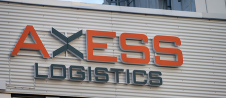 Gothenburg, Sweden - October 12 2022: Axess Logistics sign on the wall of a warehouse