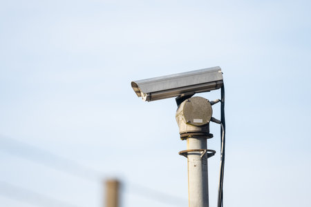 Remotely controlled CCTV camera on top of a pole
