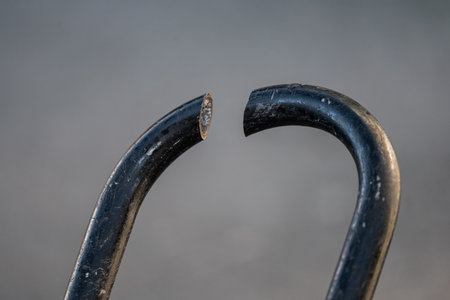 Sawed over bicycle rack on a streetの写真素材