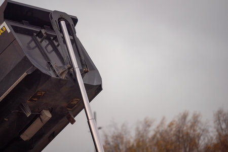Hydraulic culinder of a dump truckの写真素材
