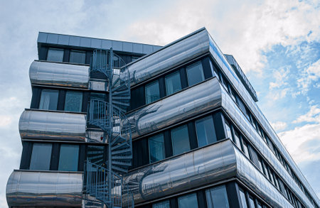 Gothenburg, Sweden - August 22 2006: Office buildings with shiny metal facade.