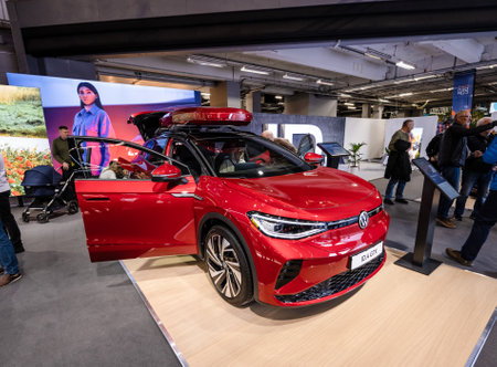 Gothenburg, Sweden - december 03 2022: Red VW ID.4 GTX electric car on display
