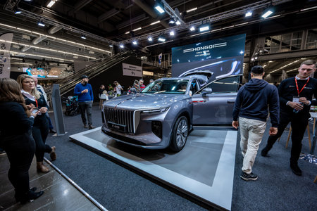 Gothenburg, Sweden - december 03 2022: Hongqi E-HS9 electric luxury SUV on displayのeditorial素材