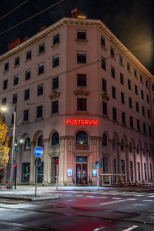 Gothenburg, Sweden - november 28 2021: Exterior view of Pustevik bar and concert hall at JÃ¤rntorget.のeditorial素材