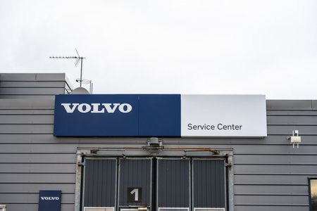 Gothenburg, Sweden - April 06 2023: Exterior sign of a Volvo Service Centerのeditorial素材