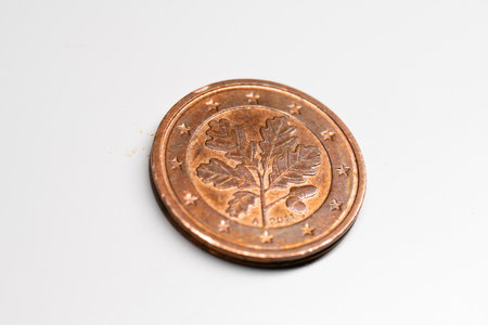 Gothenburg, Sweden - June 01 2023: Face of a copper pfennig coin