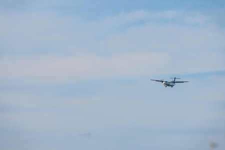 Landvetter, Sweden - May 28 2023: SAS ATR 72-600 ES-ATH coming in for landing at Landvetter GOT
