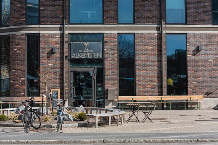 Gothenburg, Sweden - April 03 2022: Exterior of Alkemisten coffee bar at Lindholmen.のeditorial素材