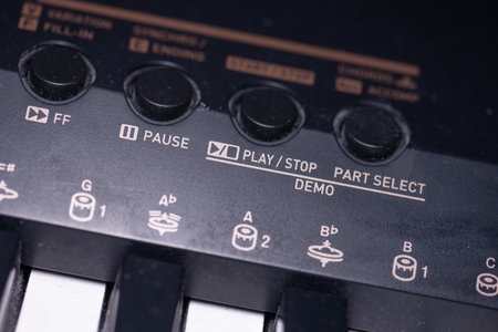 Gothenburg, Sweden - June 03 2023: Play and pause buttons on a keyboard