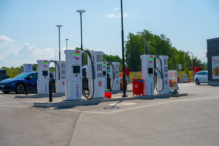 Rygge, Norway - June 17 2023: Ionity electric car charger at Rygge