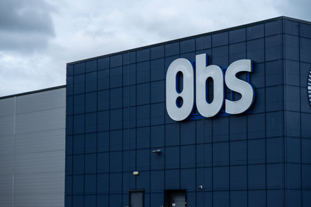 Lyngdal, Norway - June 27 2023: Exterior of OBS warehouse