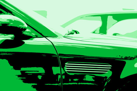 Details of the side of a blue carの写真素材